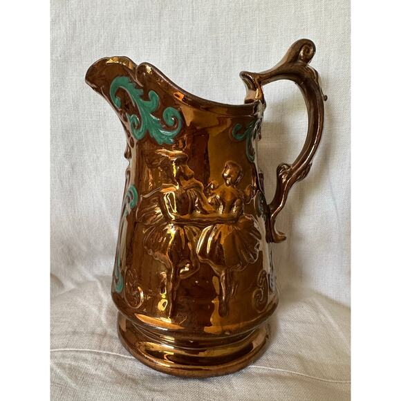 Antique Copper Lustre Luster Lusterware Jug Pitcher 7” England 24K Gold Vintage - Picture 14 of 16